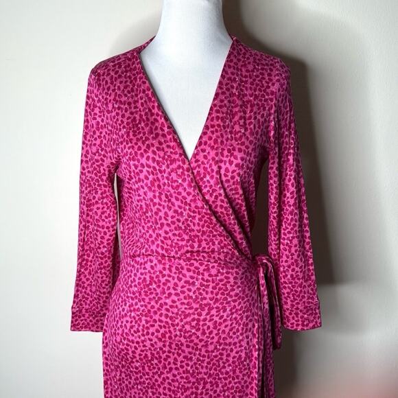 Diane von Furstenberg Pink Silk New Julian Two Wrap Dress - Picture 2 of 7